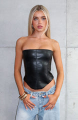 Wipe My Mind Strapless PU Bustier Black
