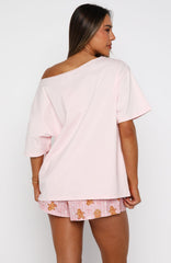 Sweetheart Pyjama Off Shoulder Tee Soft Pink