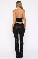 Moonlit Vows Beaded Pants Black