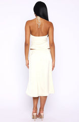 Palm Breeze Midi Skirt Cream
