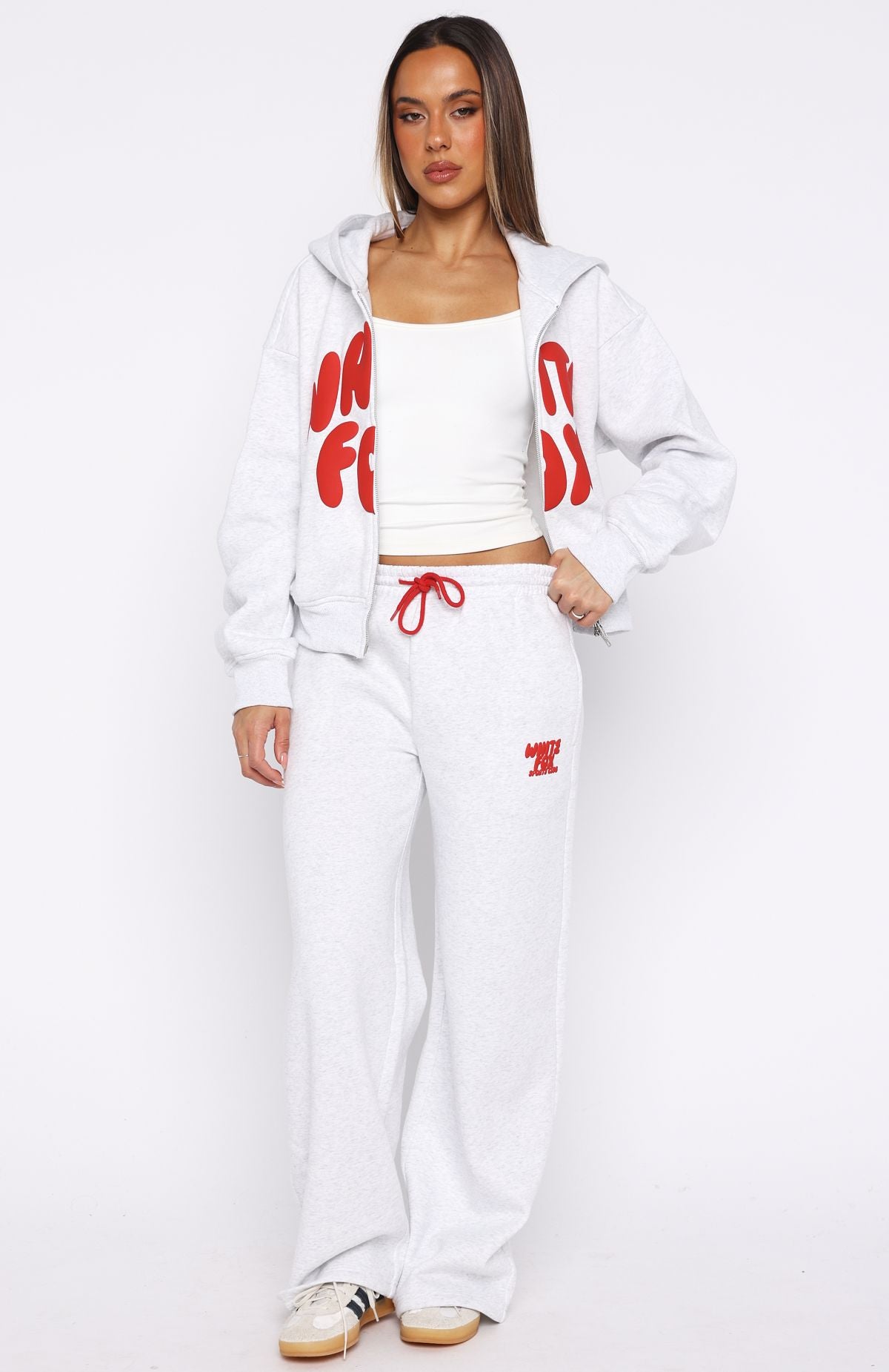 Club 14 Allie Wide Leg Sweatpants Grey Marle