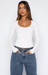 Whisper To You Long Sleeve Top White