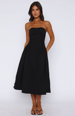 Rich In Love Strapless Midi Dress Black
