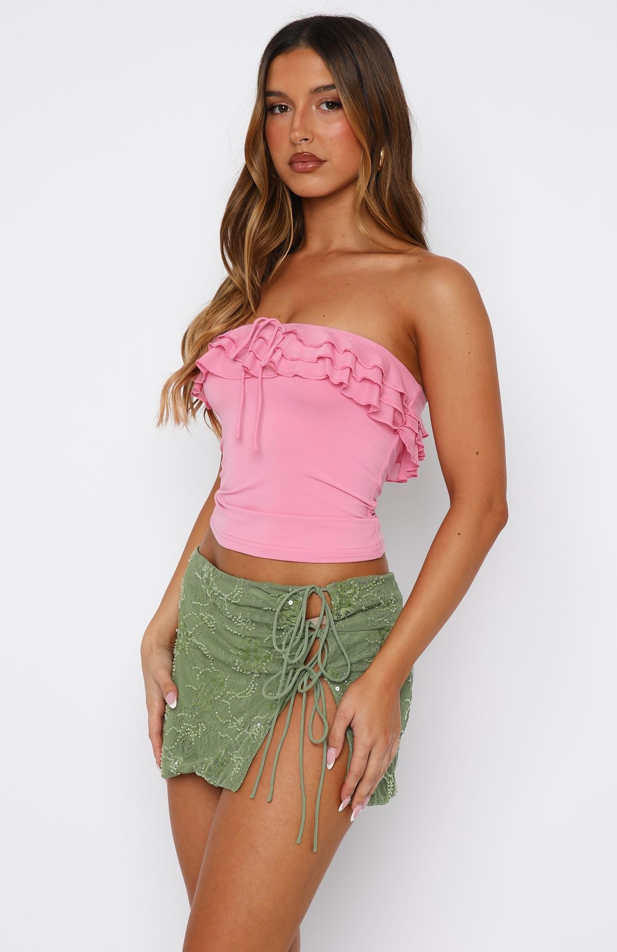Baby, Come Over Strapless Top Pink