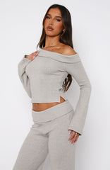 So Little Time Long Sleeve Top Grey Marle