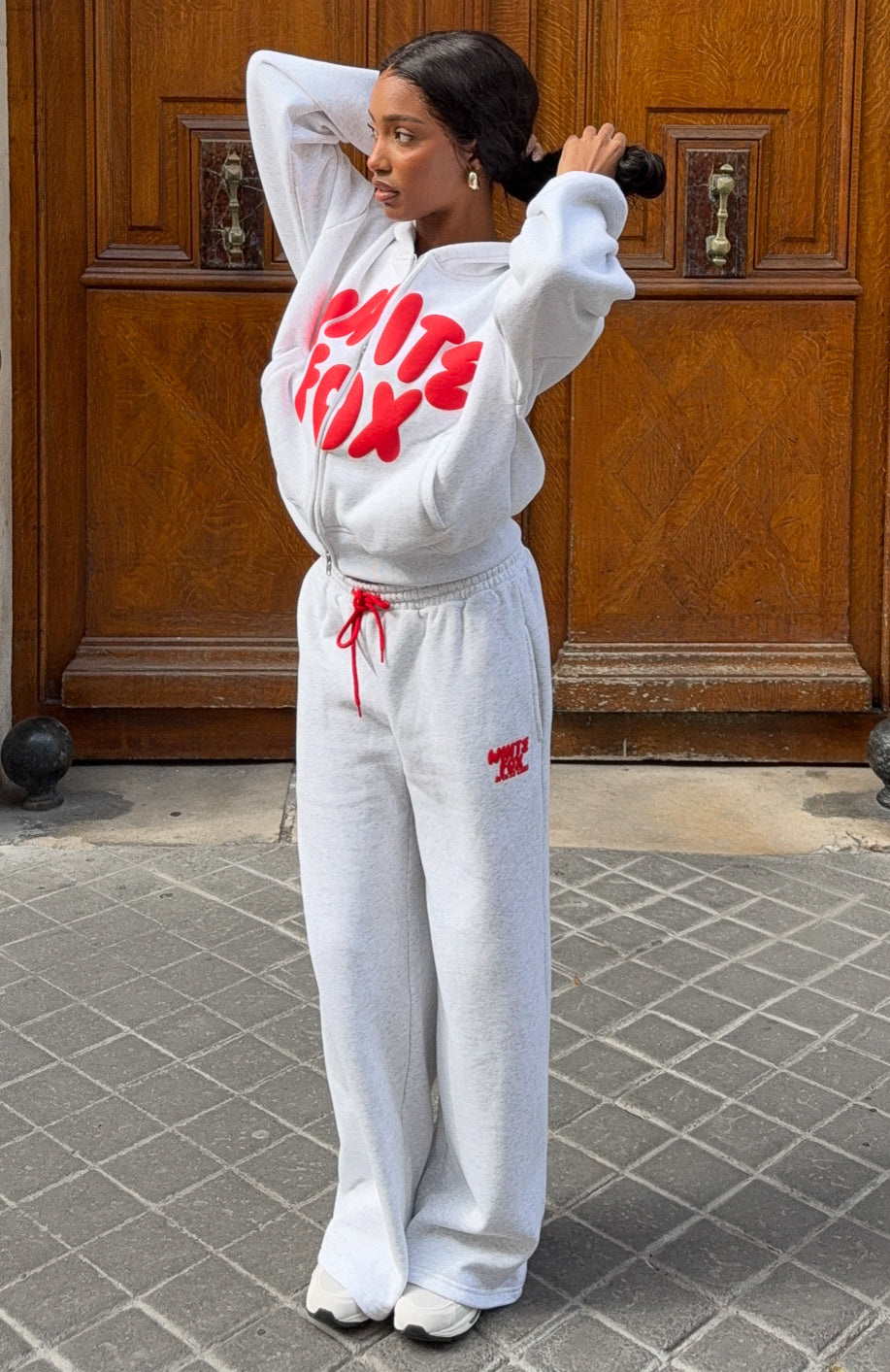 Club 14 Allie Wide Leg Sweatpants Grey Marle