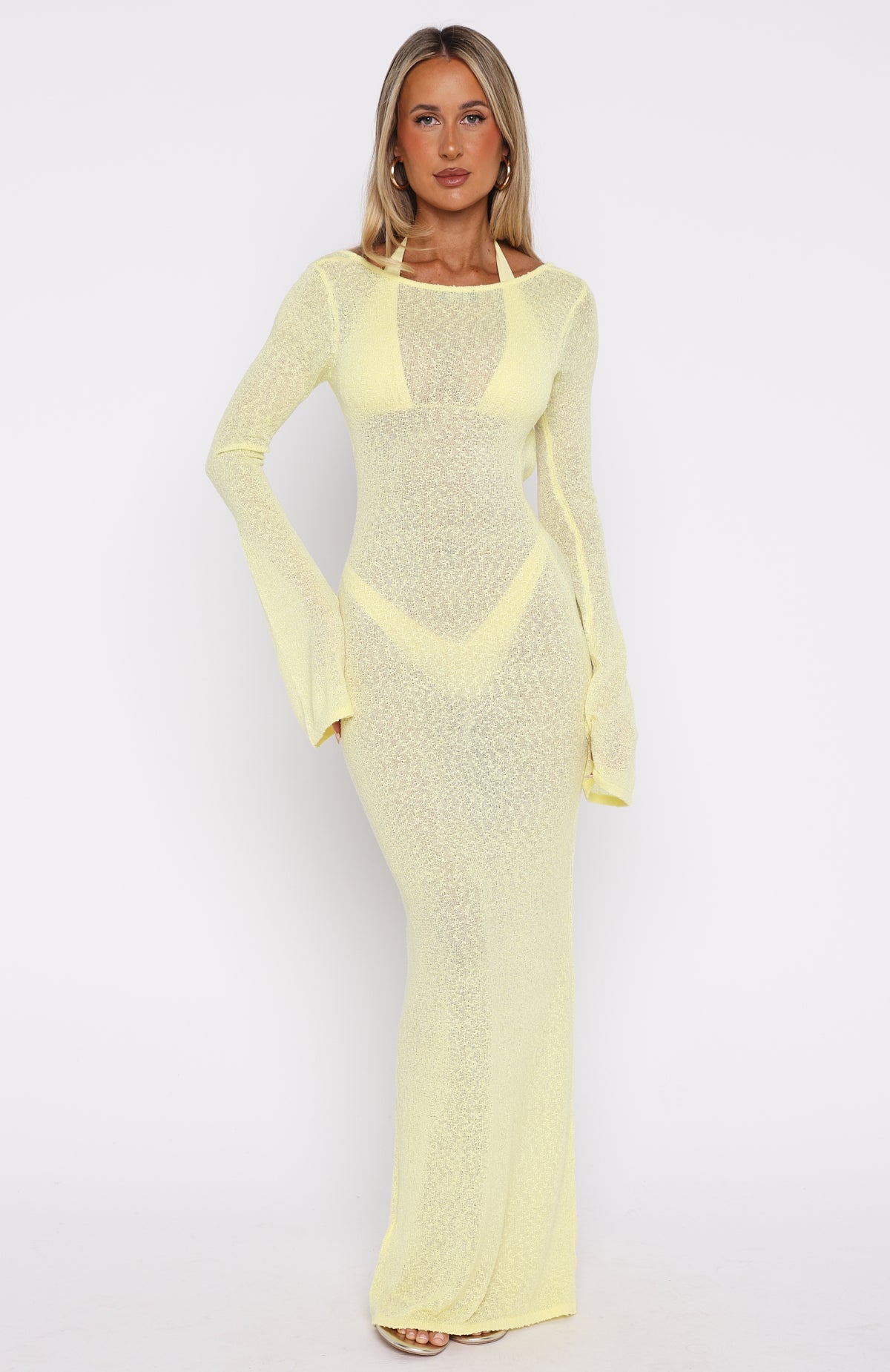 Malta Mermaids Long Sleeve Maxi Dress Lemon