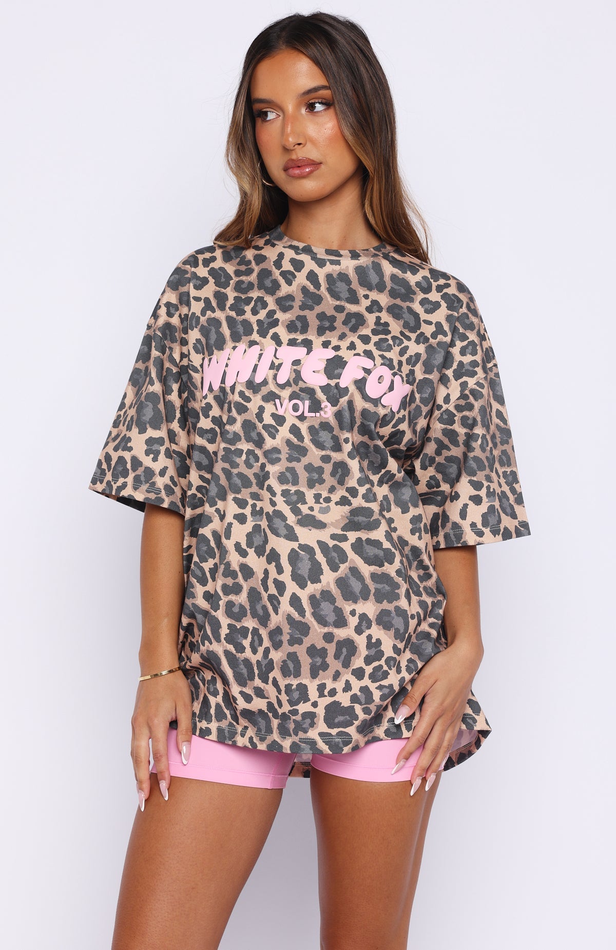 Offstage Printed Oversized Tee Dark Leopard