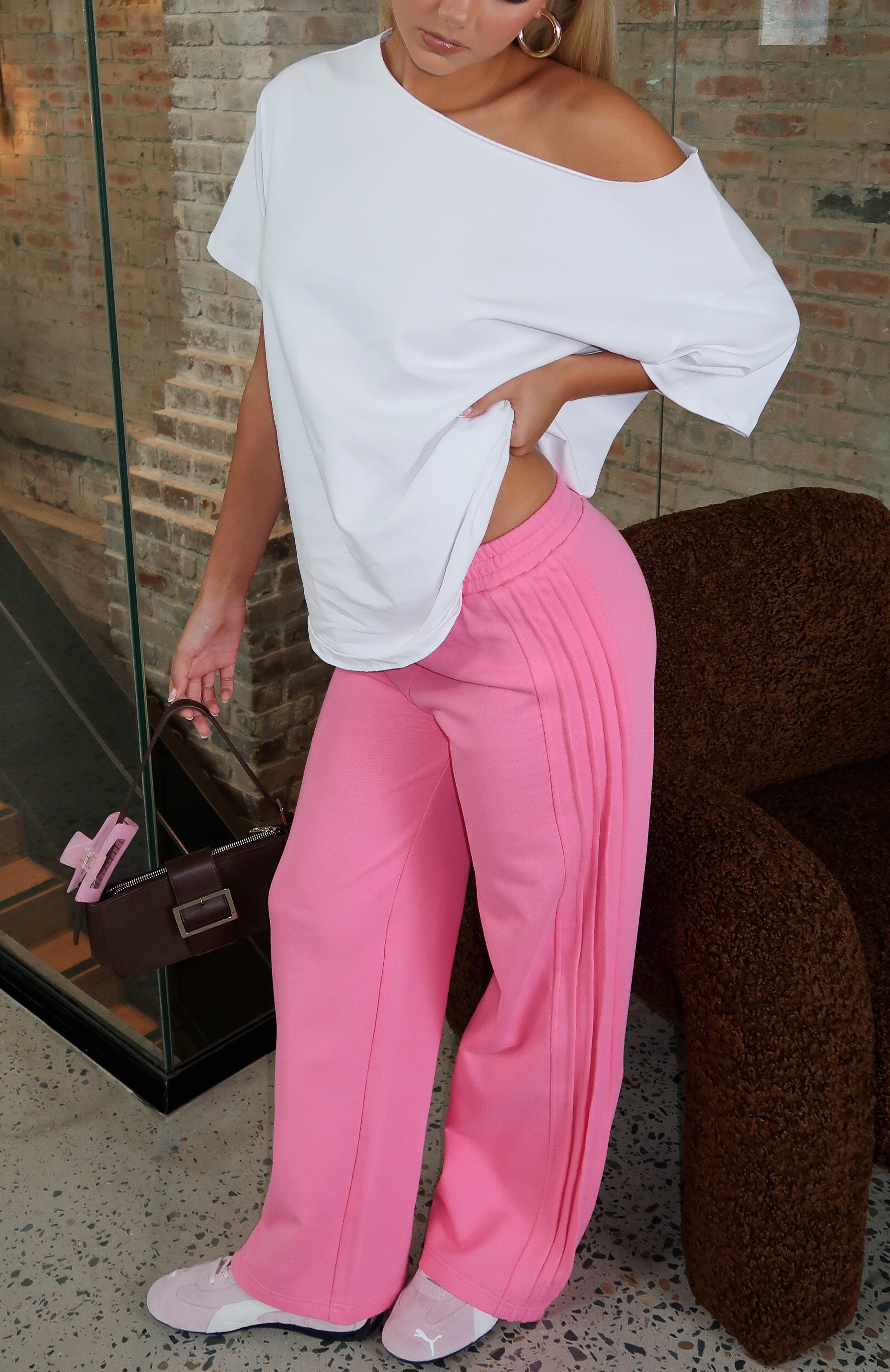 Stuck In The City Track Pants Hot Pink
