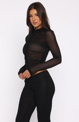 On My Own Wave Long Sleeve Top Black